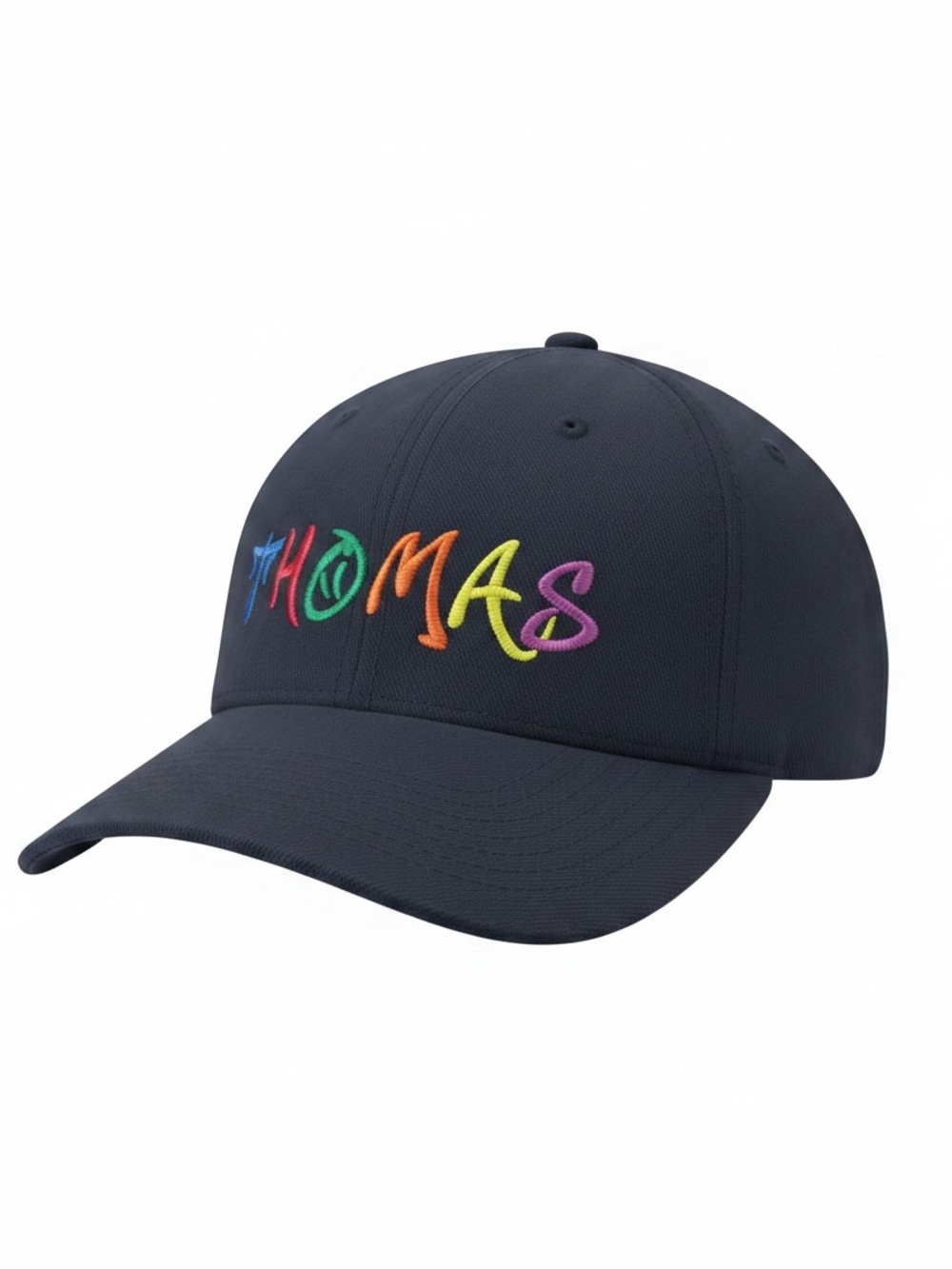Zephyr Kids Navy Cap with Rainbow 'THOMAS' Embroidery